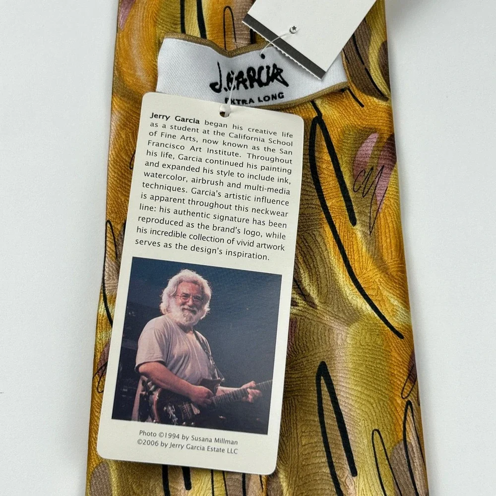 Vintage 2006 J. Garcia Northern Lights Limited Edition Yellow Silk Tie NWT‎